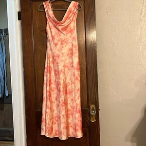 Cowl neck pink dress